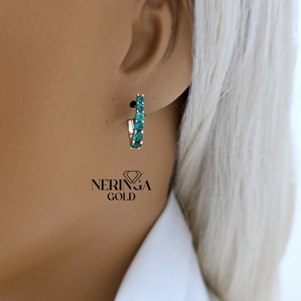 Rose gold english lock earrings #68759