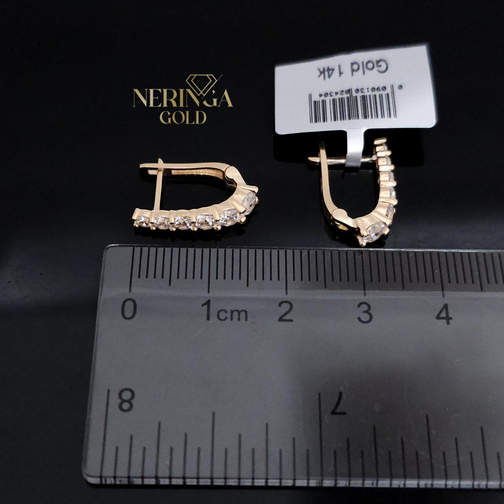 Rose gold english lock earrings #68756