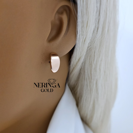 Rose gold english lock earrings #68807