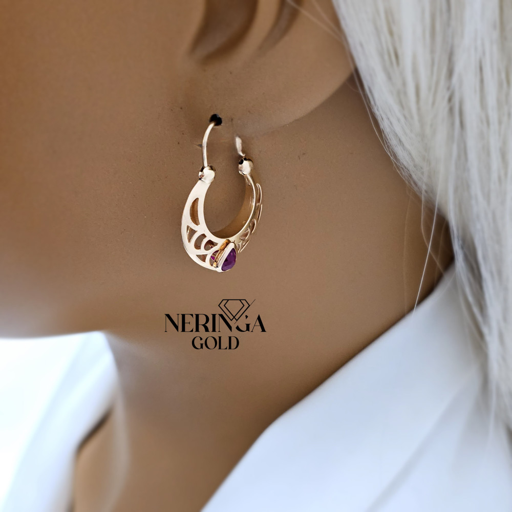 Rose gold earring #68802