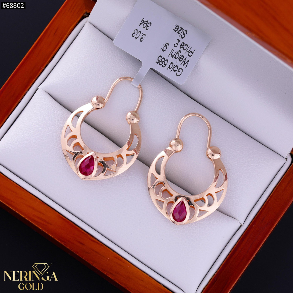 Rose gold earring #68802