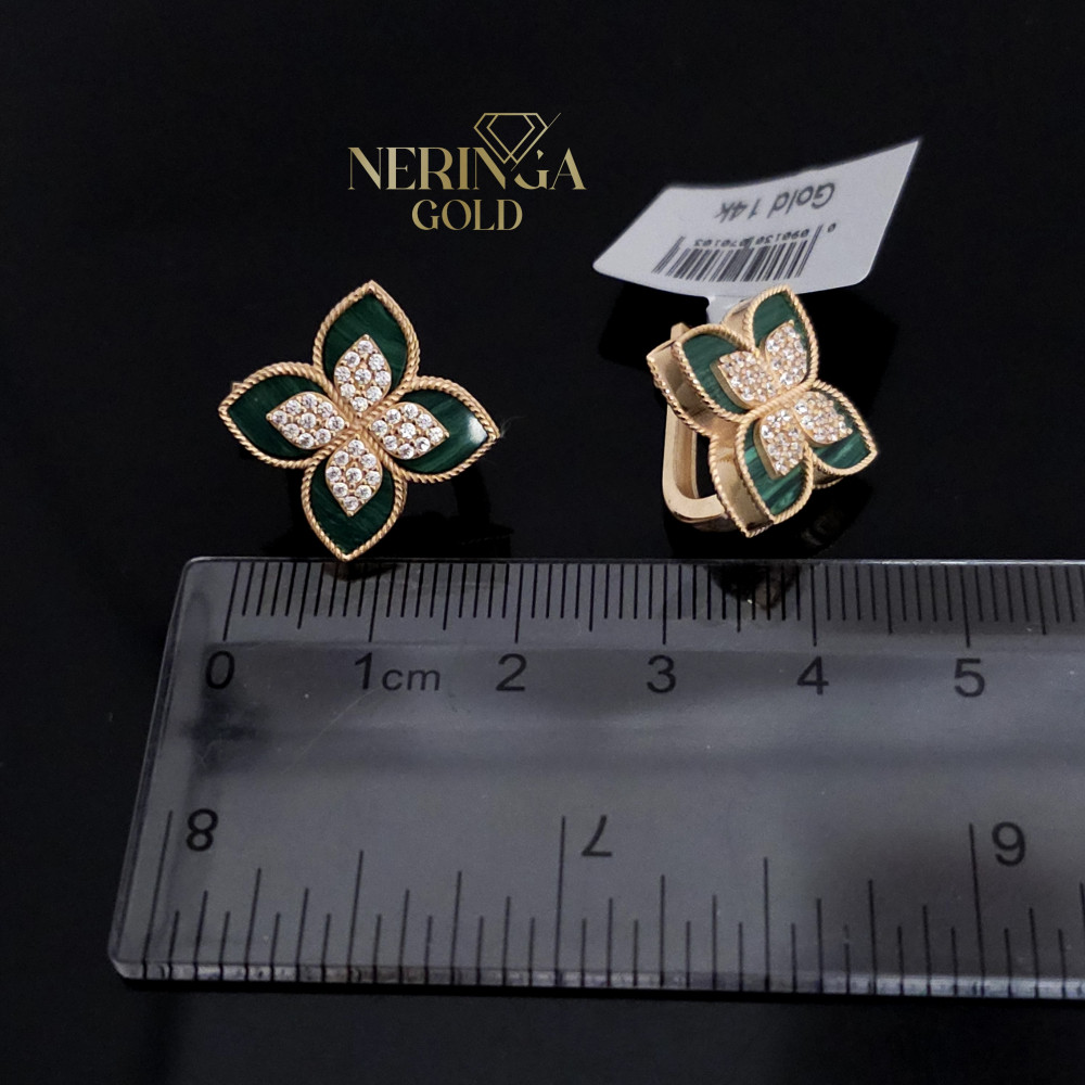 Rose gold english lock earrings #68868