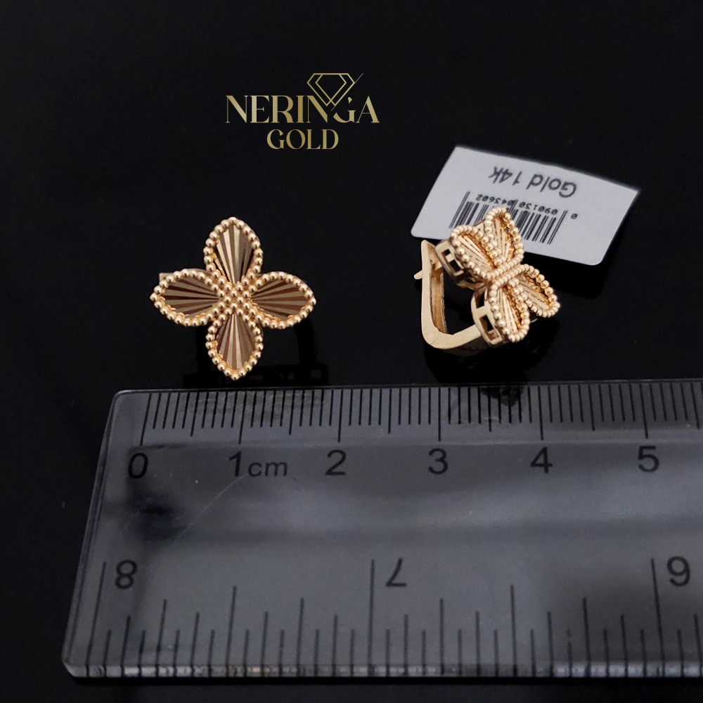 Rose gold english lock earrings #68869