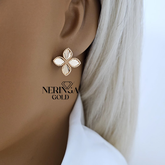 Rose gold english lock earrings #68869