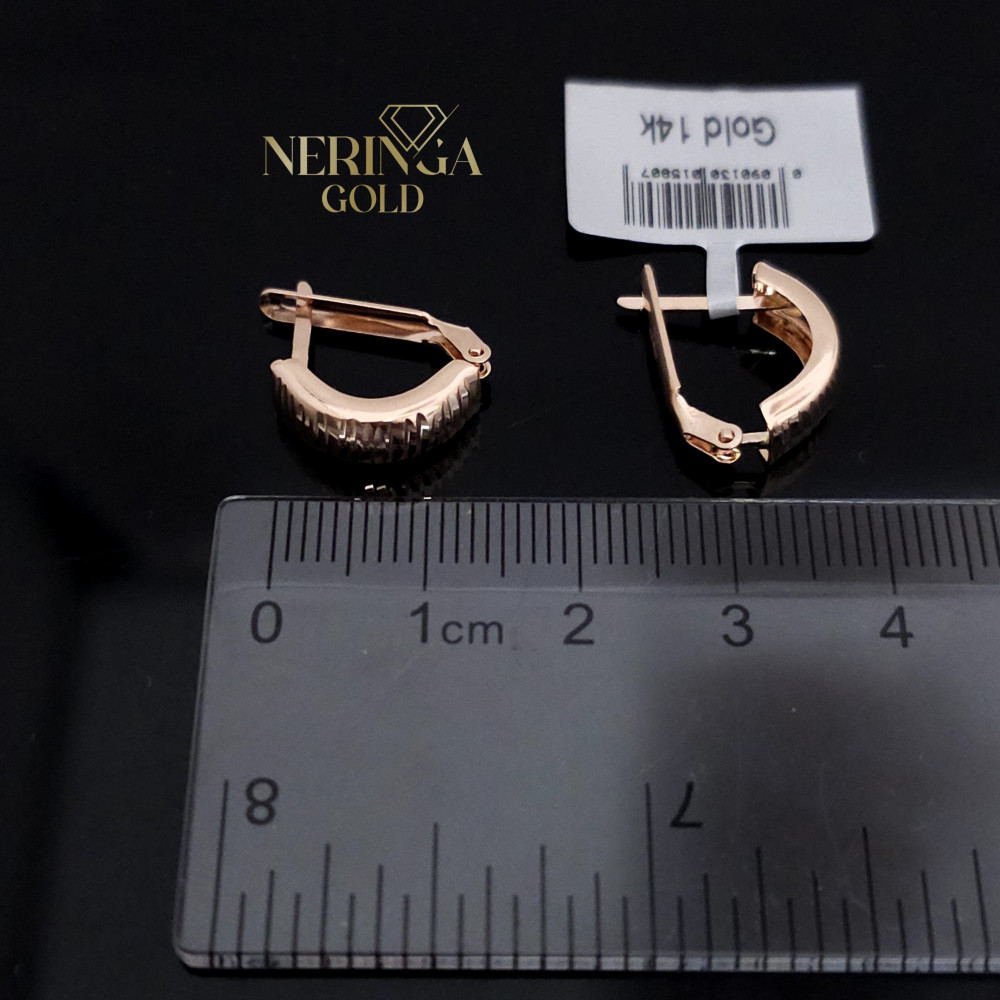 Rose gold english lock earrings #68874