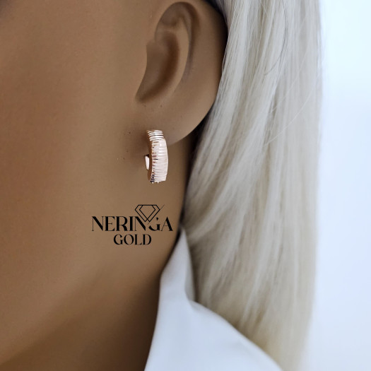 Rose gold english lock earrings #68874