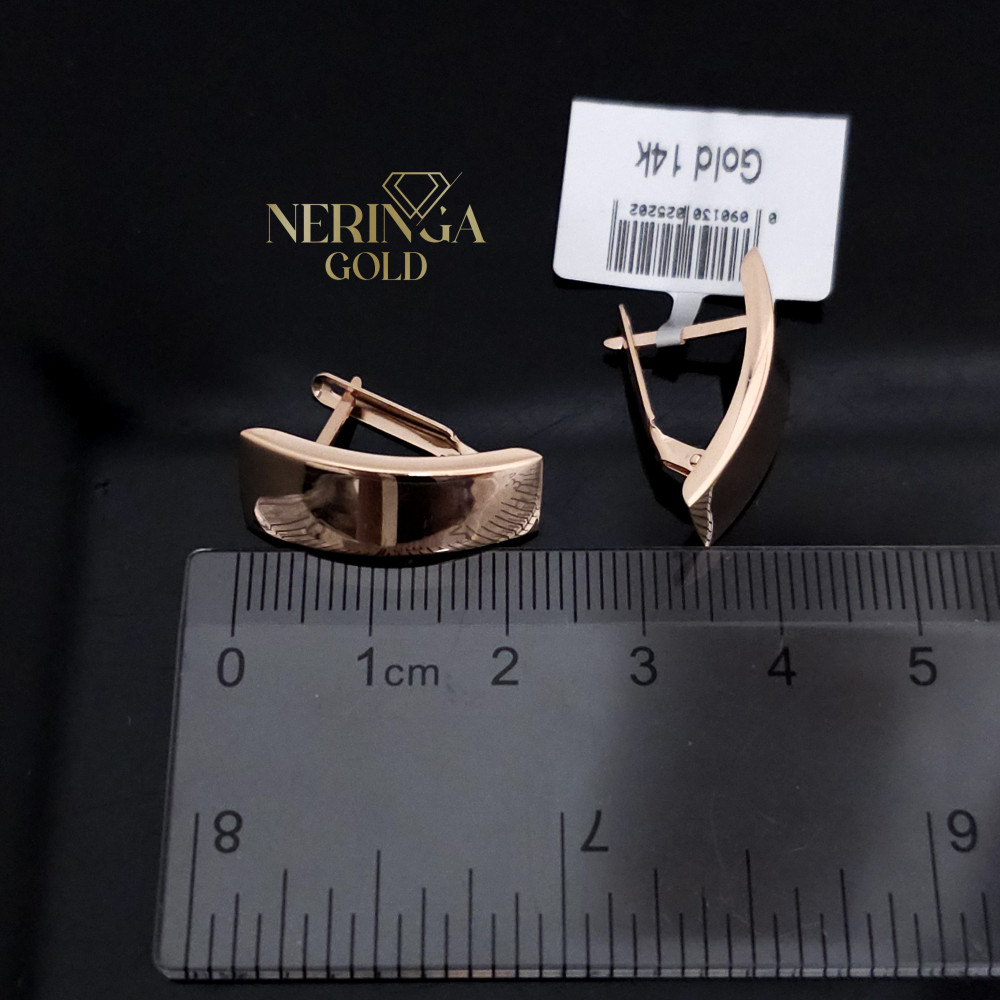 Rose gold english lock earrings #68870