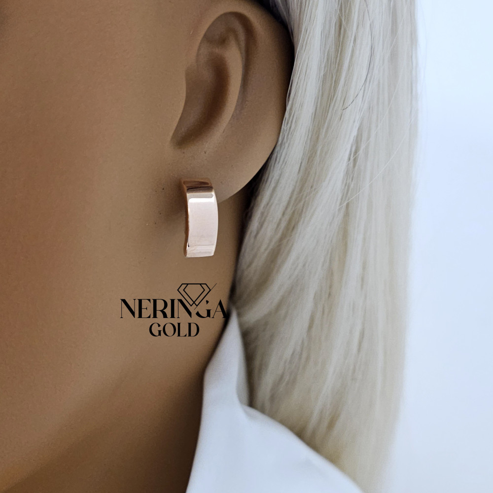 Rose gold english lock earrings #68873