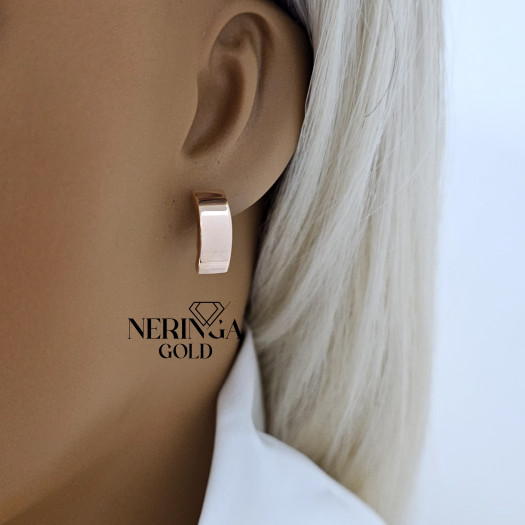 Rose gold english lock earrings #68873