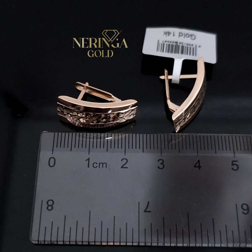Rose gold english lock earrings #68871