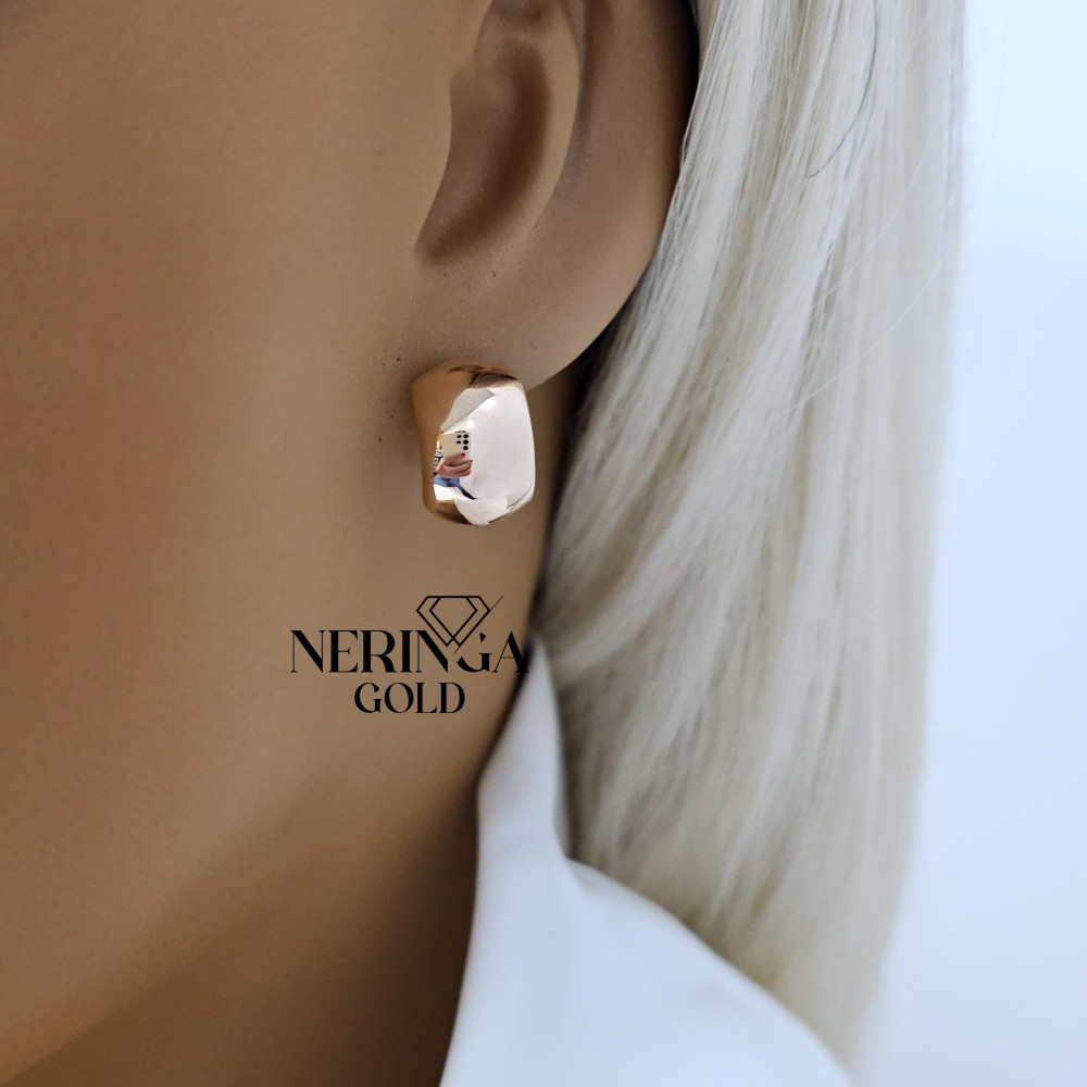Rose gold english lock earrings #68875