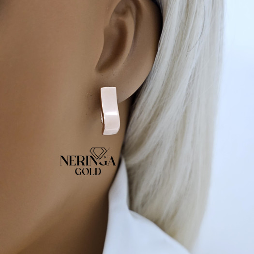 Rose gold english lock earrings #68872