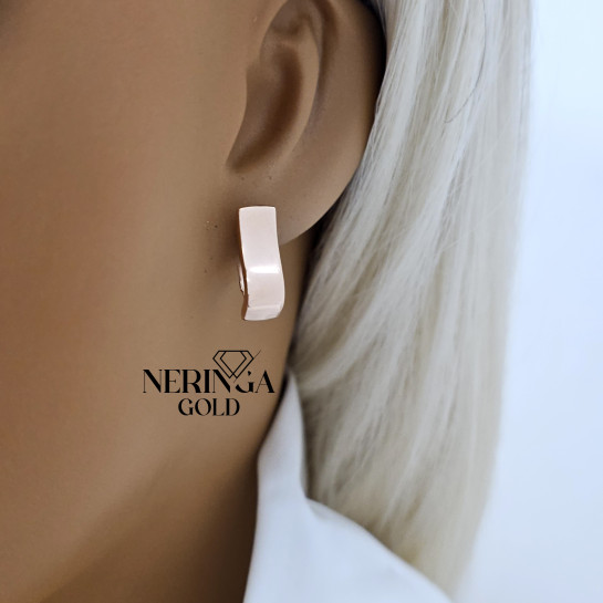 Rose gold english lock earrings #68872