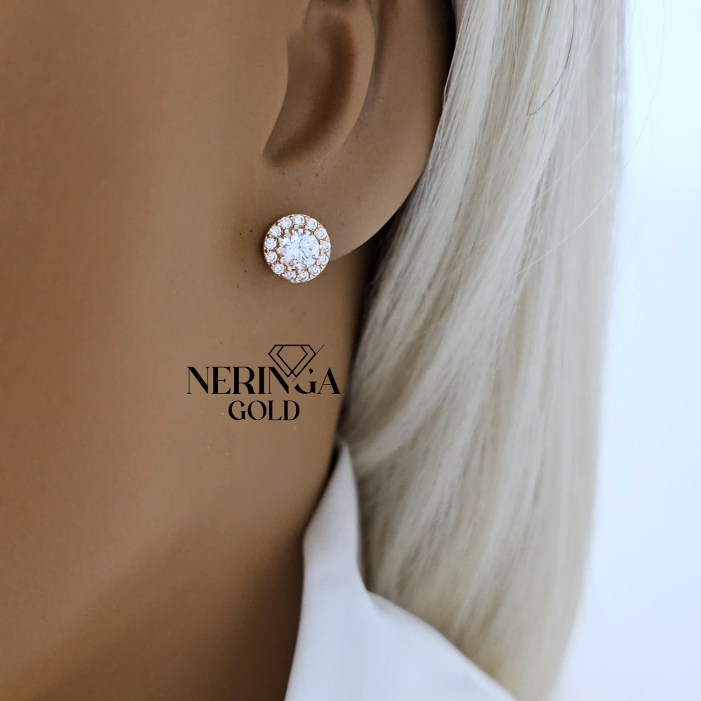 Rose gold stud earrings #68890