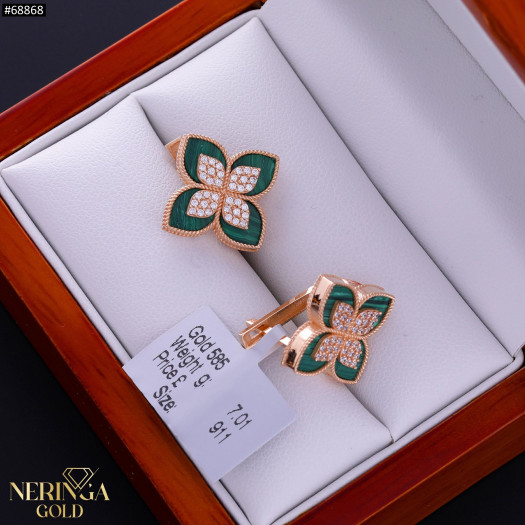 Rose gold english lock earrings #68868