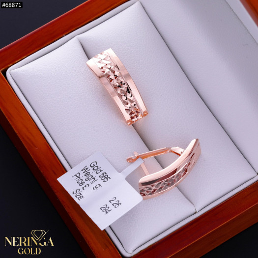 Rose gold english lock earrings #68871