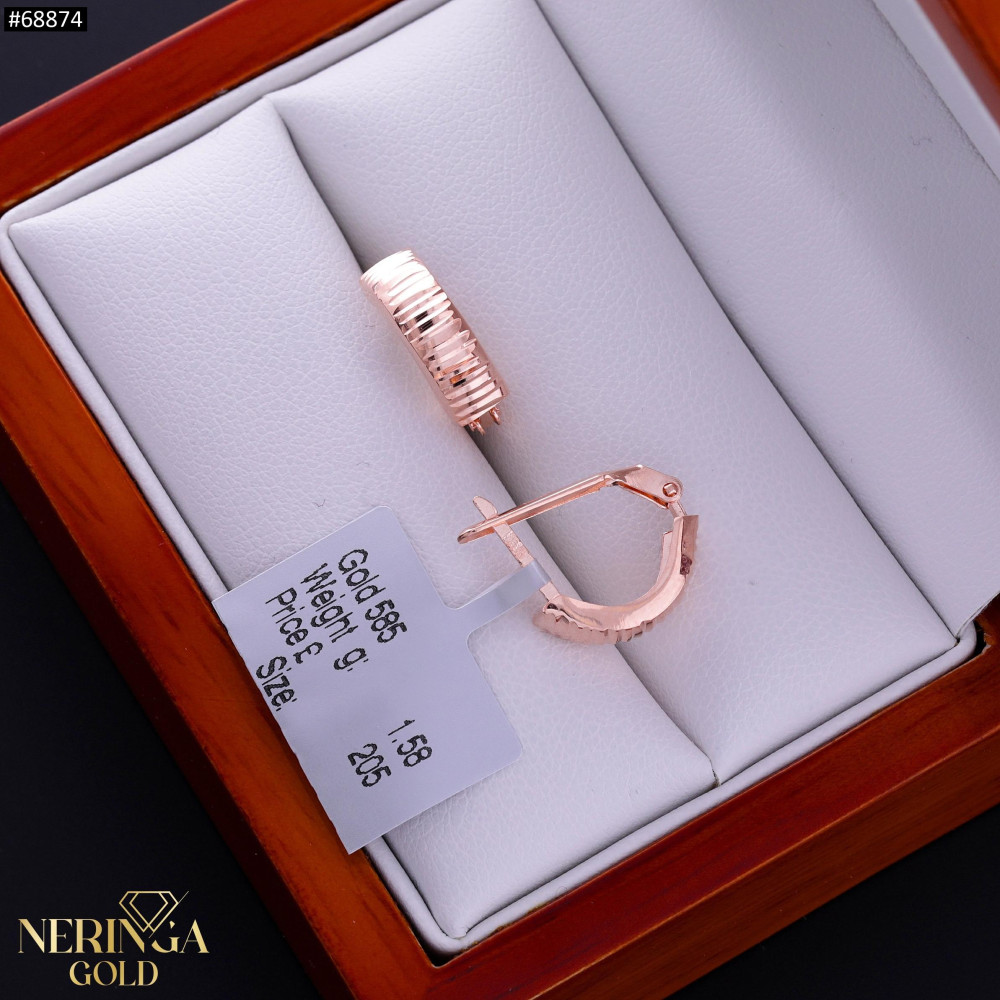 Rose gold english lock earrings #68874