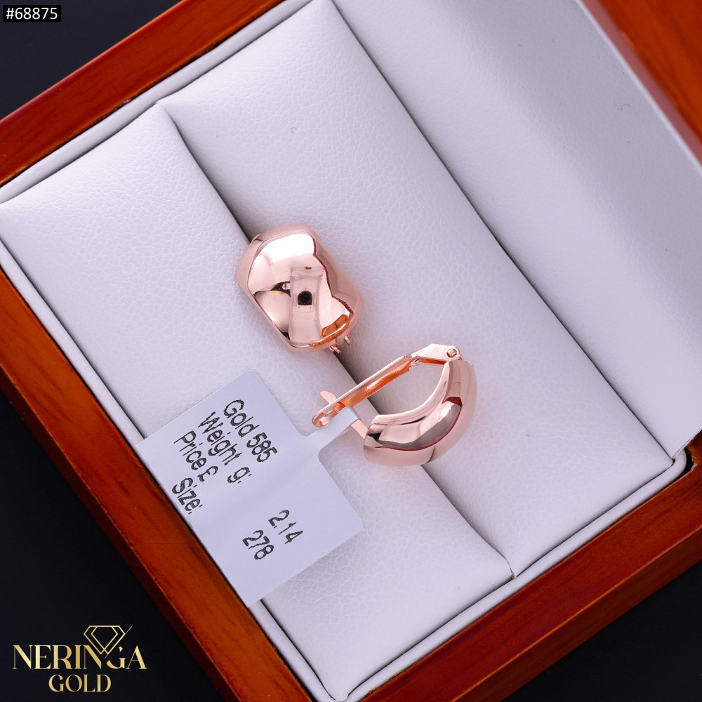 Rose gold english lock earrings #68875