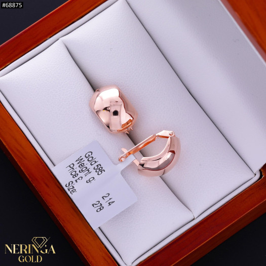 Rose gold english lock earrings #68875