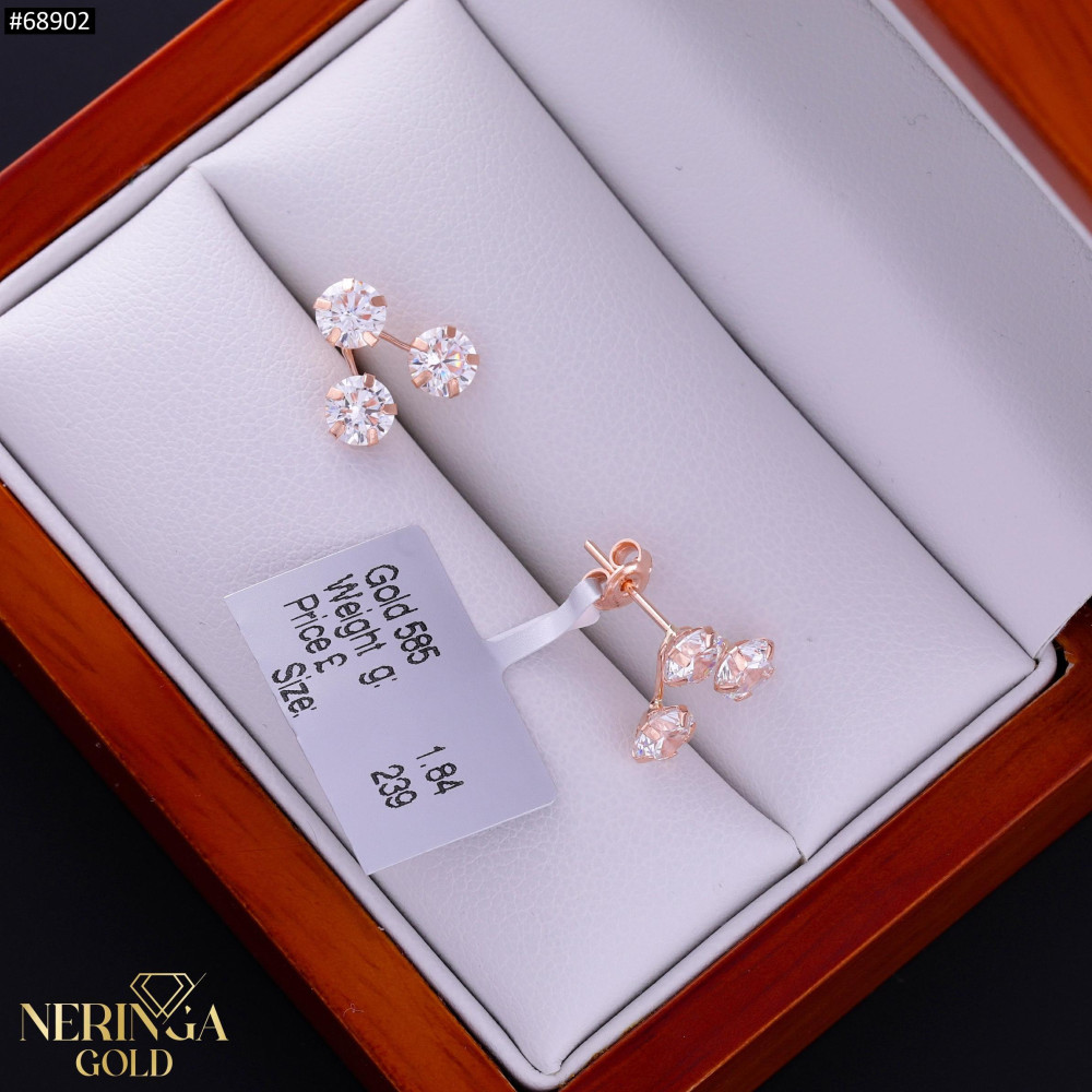 Rose gold stud earrings #68902