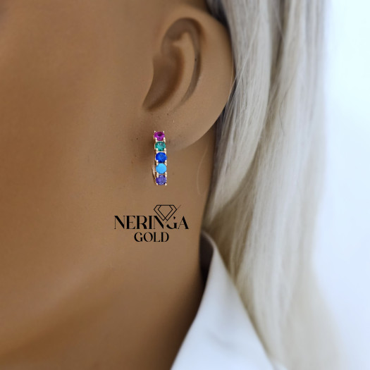 Rose gold english lock earrings #68969