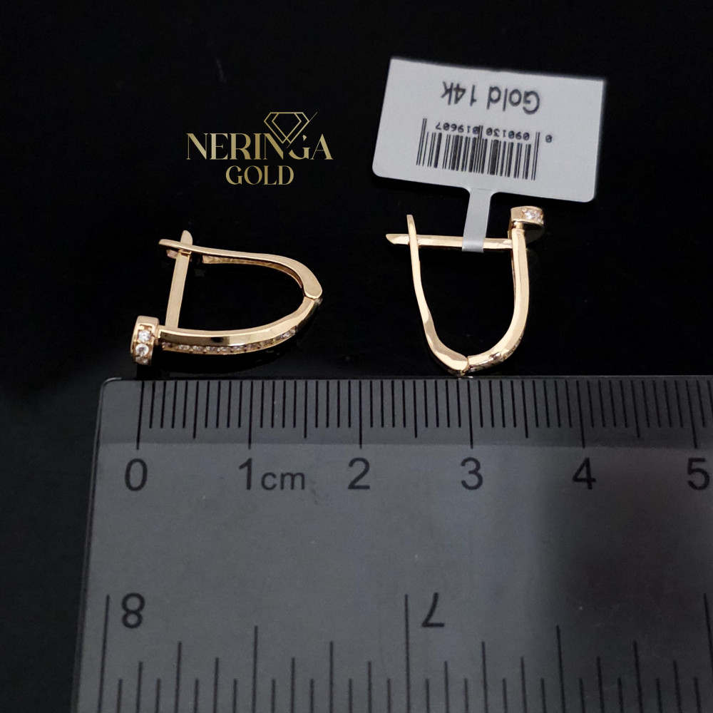 Rose gold english lock earrings #68965
