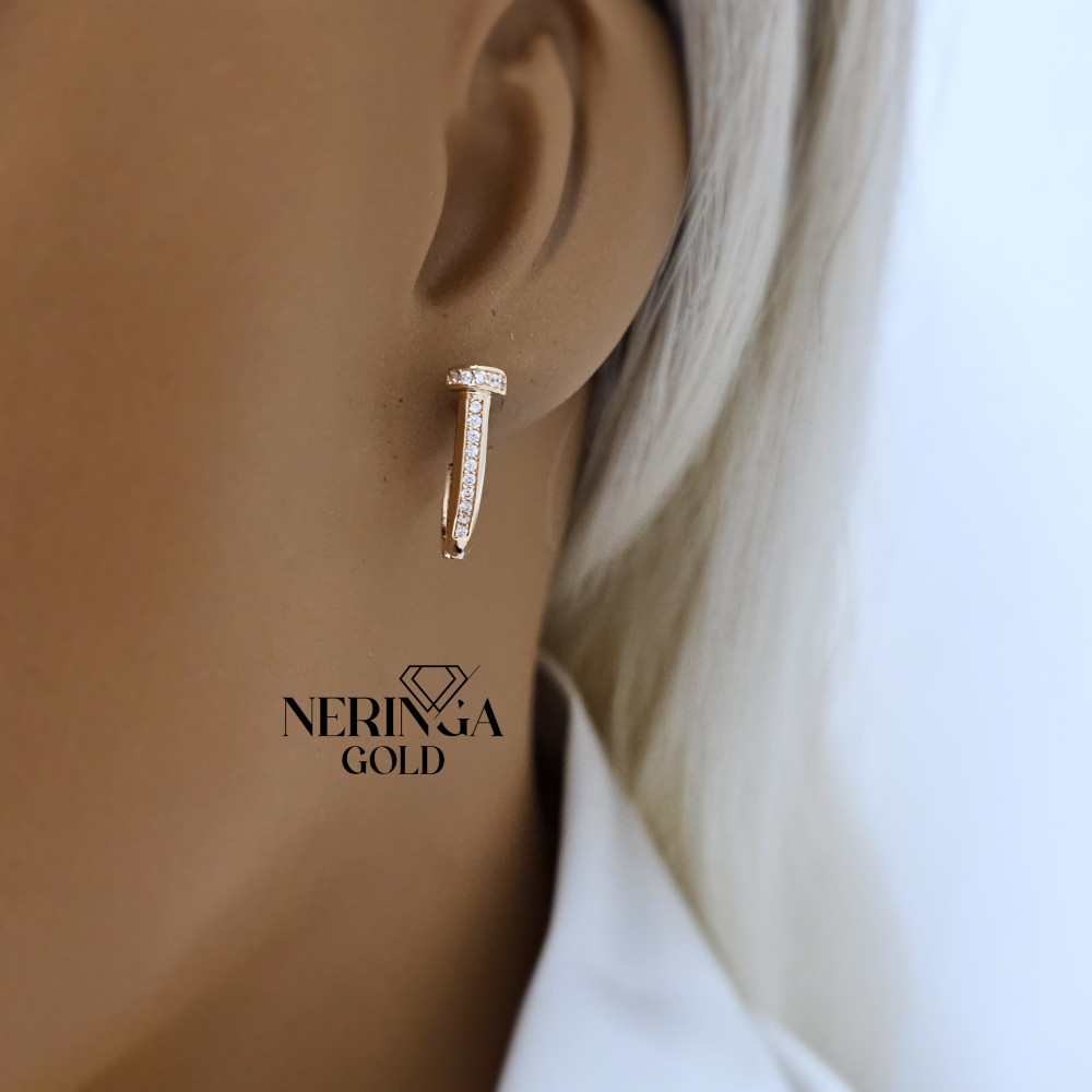 Rose gold english lock earrings #68965