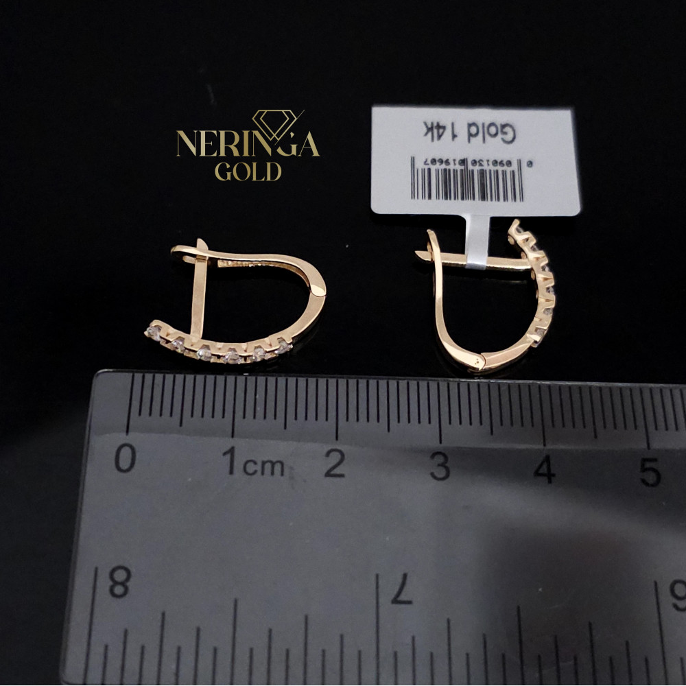 Rose gold english lock earrings #68966