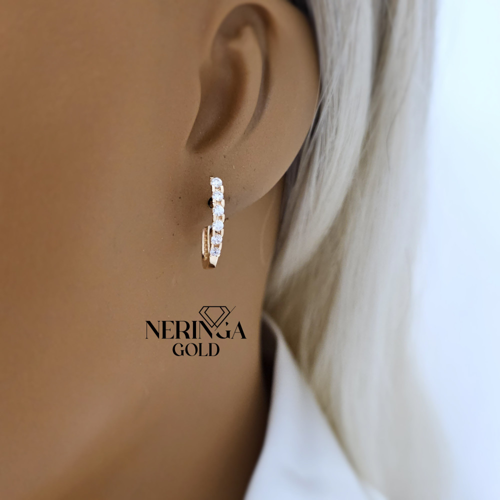 Rose gold english lock earrings #68966