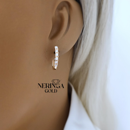 Rose gold english lock earrings #68966