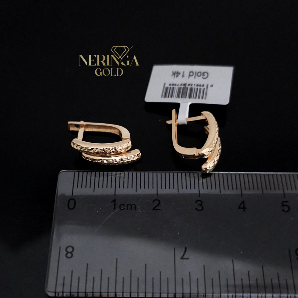 Rose gold english lock earrings #68962