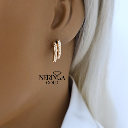 Rose gold english lock earrings #68962