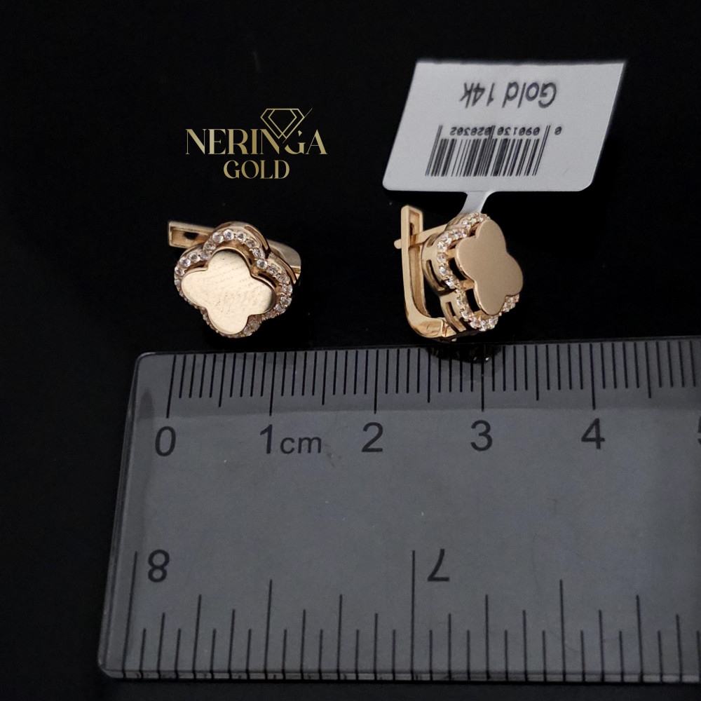 Rose gold english lock earrings #68959