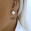 Rose gold english lock earrings #68959