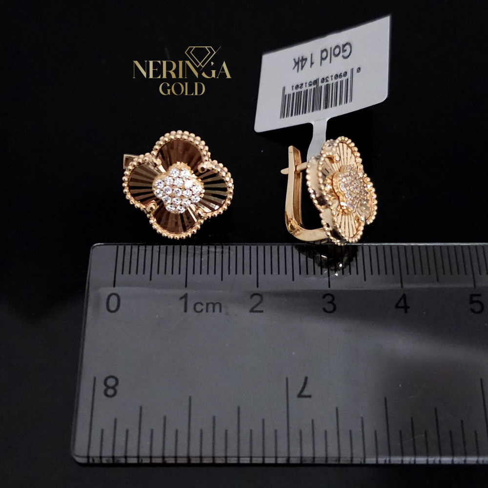 Rose gold english lock earrings #68958