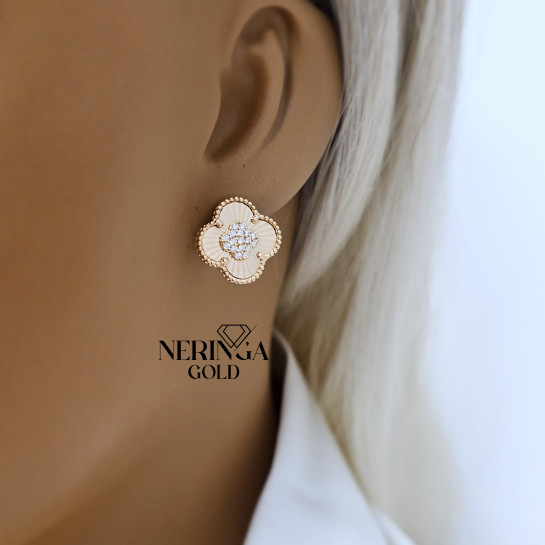 Rose gold english lock earrings #68958