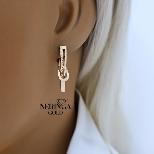 Rose gold english lock earrings #68961