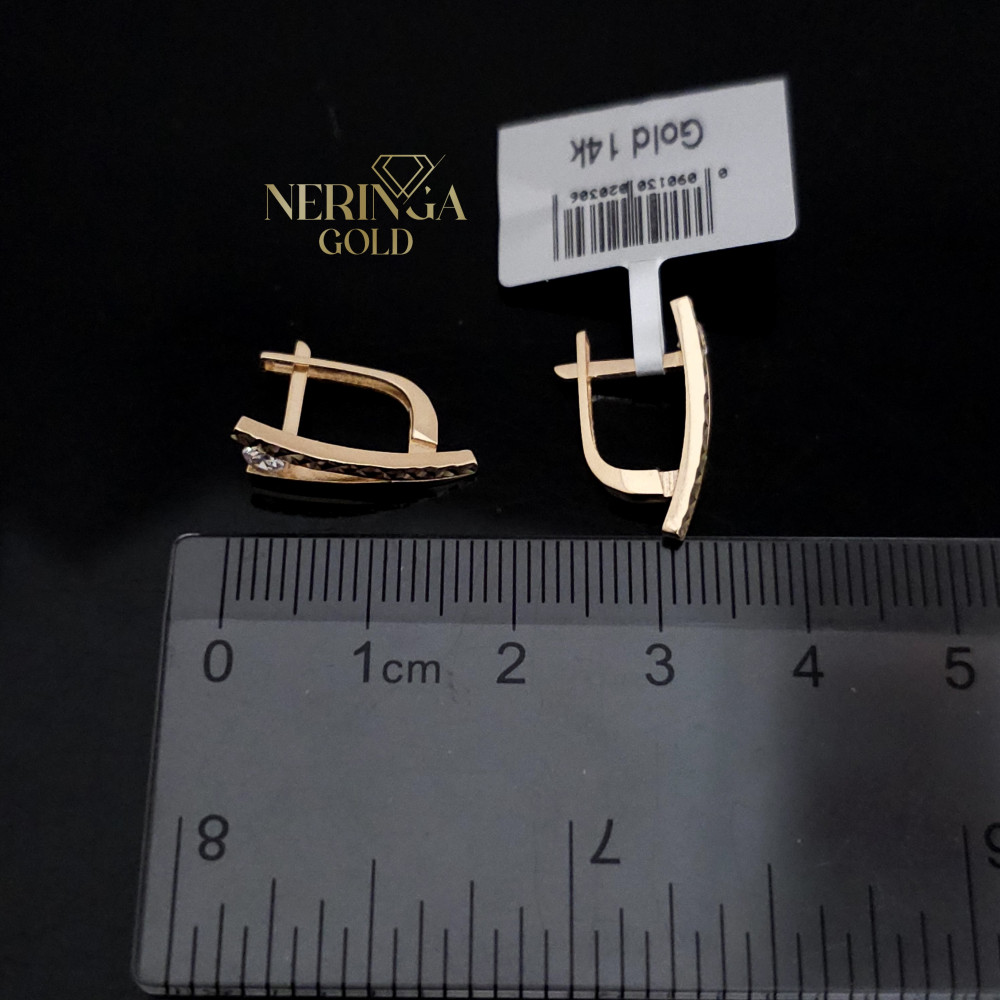 Rose gold english lock earrings #68963