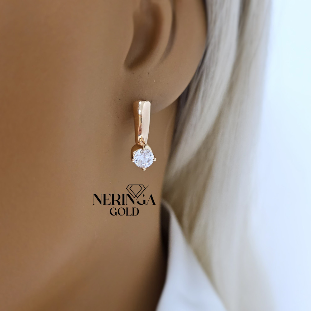 Rose gold english lock earrings #68964