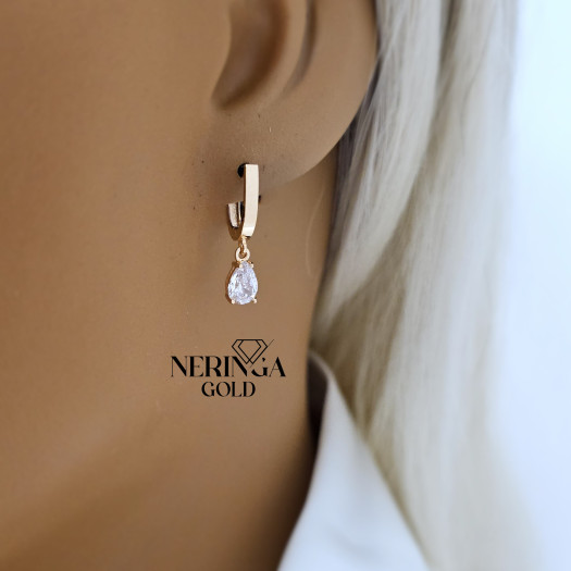 Rose gold english lock earrings #68967