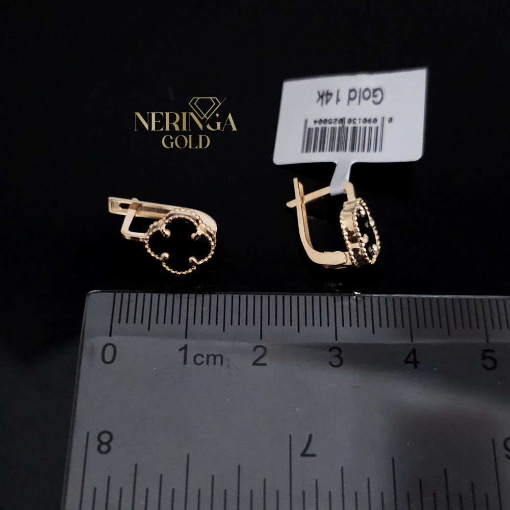 Rose gold english lock earrings #68960