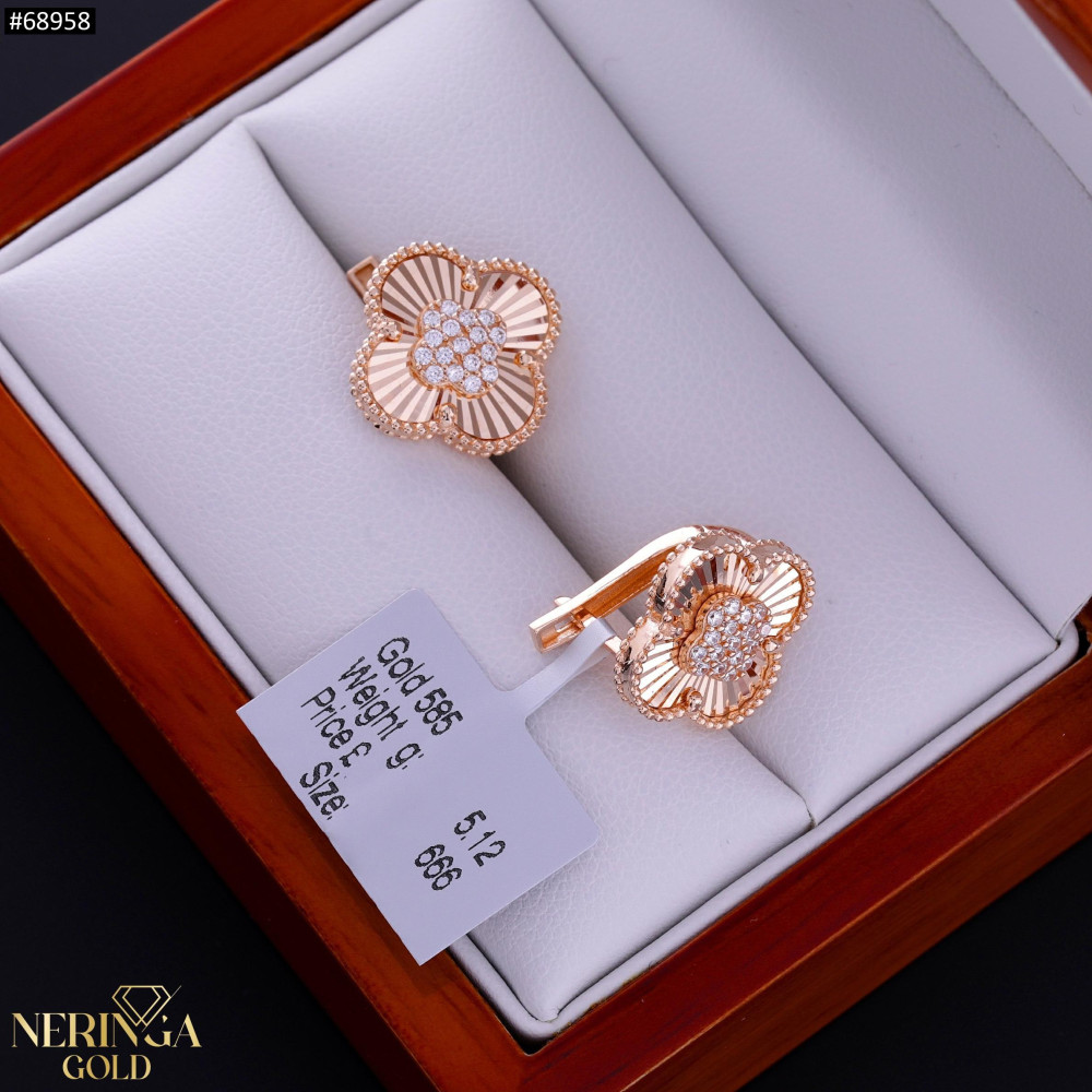 Rose gold english lock earrings #68958
