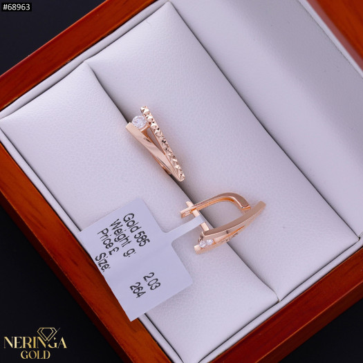 Rose gold english lock earrings #68963