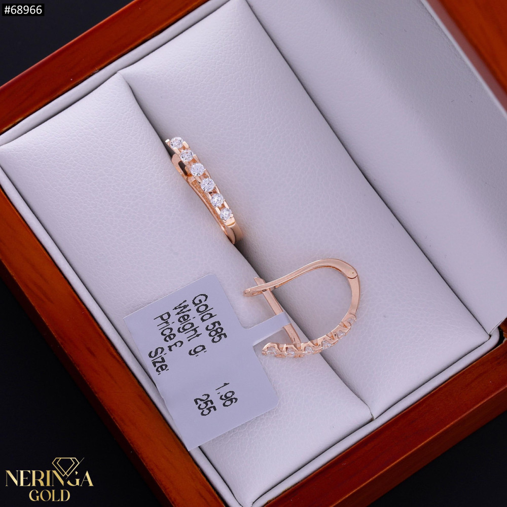 Rose gold english lock earrings #68966