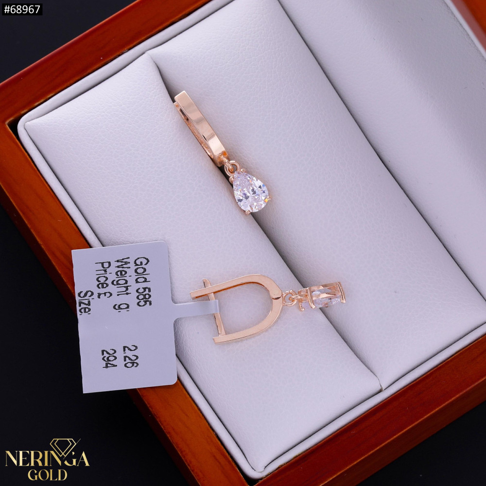 Rose gold english lock earrings #68967