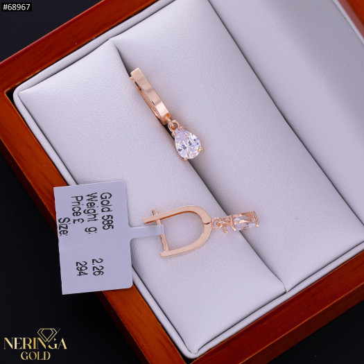 Rose gold english lock earrings #68967