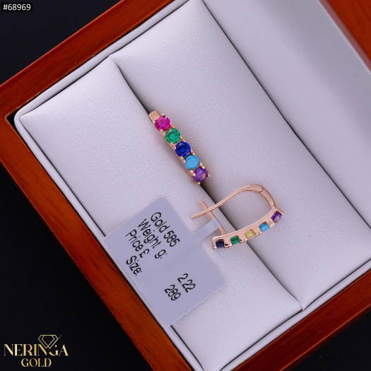 Rose gold english lock earrings #68969