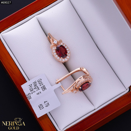 Rose gold english lock earrings #69027