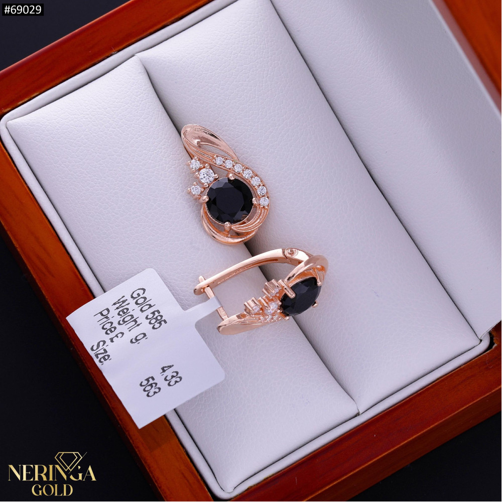 Rose gold english lock earrings #69029