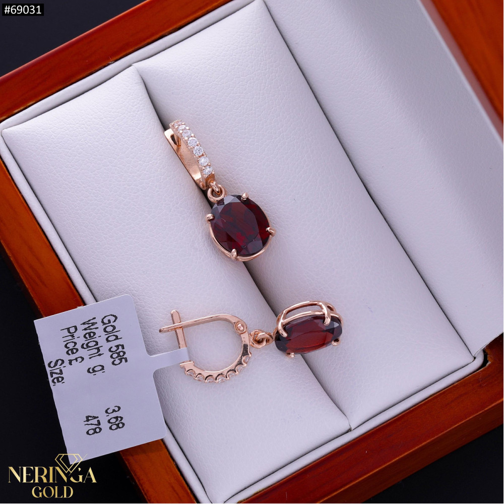 Rose gold english lock earrings #69031